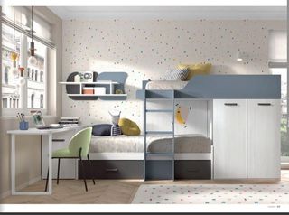 Cama compacta + nido oculto + 2 cajones. (2 CAMAS)