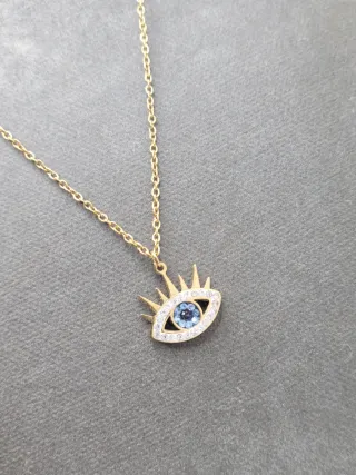 Colgante Ojo Acero Quirúrgico Chapado Oro