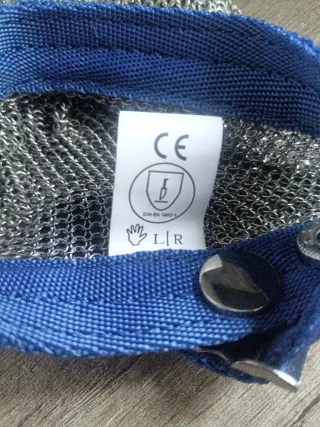 Guante Akozon Anticorte Malla Acero Azul