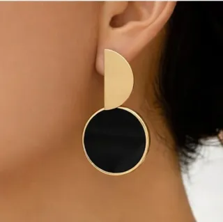 Pendientes dorados y negros elegantes | Mujer |