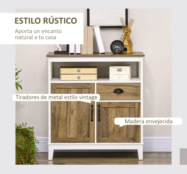 Aparador blanco y madera