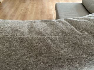 Sofá chaise longue tela beige/gris