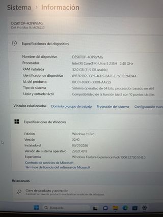 Portátil Dell Pro Max 16 Nuevo Gris