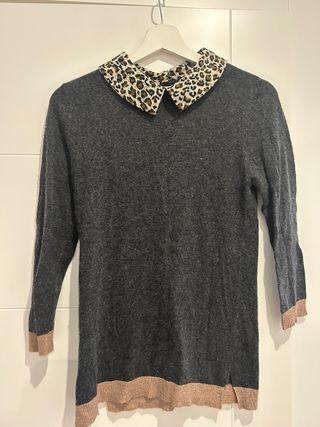 Jersey Zara cuello estampado leopardo