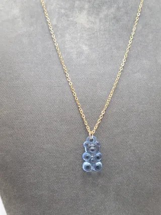 Colgante Osito Haribo Azul y Dorado