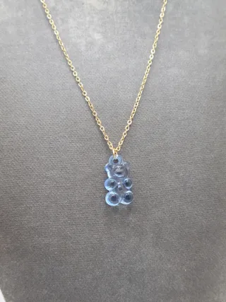 Colgante Osito Haribo Azul y Dorado