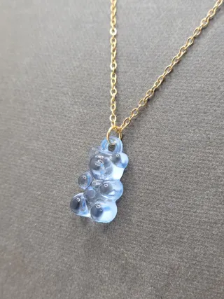 Colgante Osito Haribo Azul y Dorado