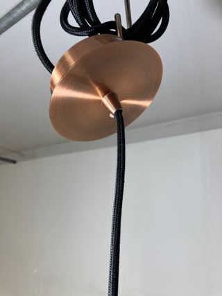 Lampadario metallo rame vetro ambra