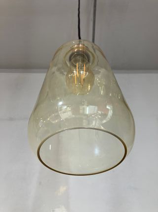 Lampadario metallo rame vetro ambra