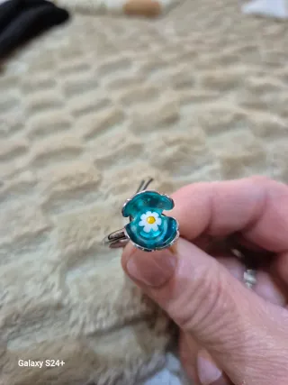 Anillo Tous Lumiere Flor Plata y Turquesa Nuevo