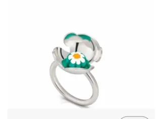 Anillo Tous Lumiere Flor Plata y Turquesa Nuevo