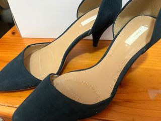 Sandalias Zara Tacon Bajo Azul Marino