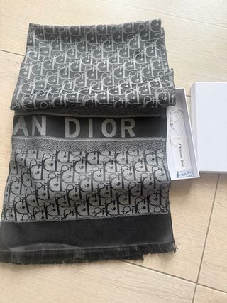 Sciarpa Dior monogramma grigio e nero