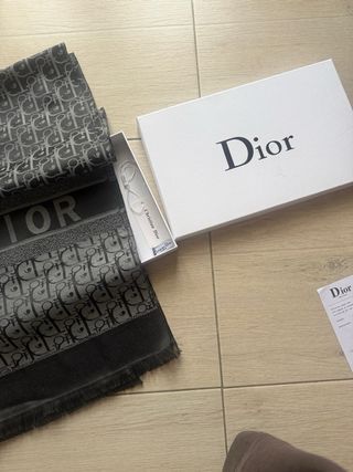 Sciarpa Dior monogramma grigio e nero