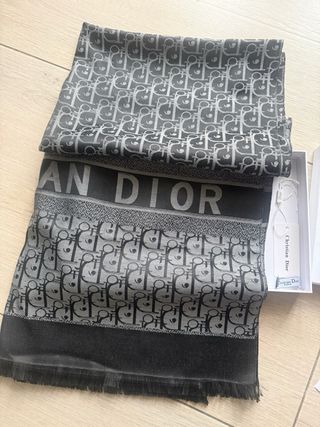 Sciarpa Dior monogramma grigio e nero