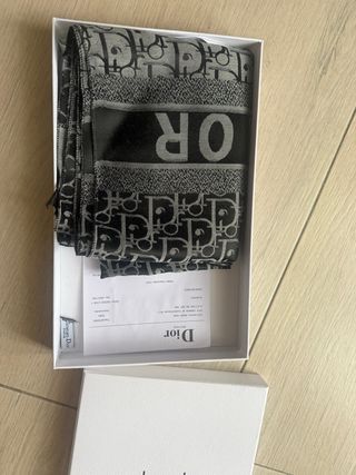 Sciarpa Dior monogramma grigio e nero