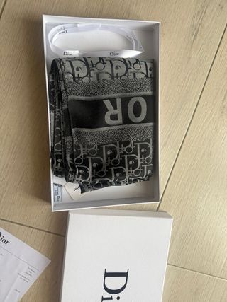 Sciarpa Dior monogramma grigio e nero