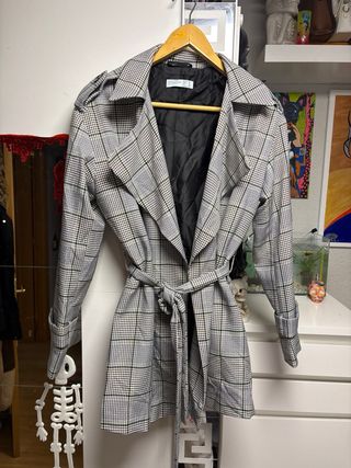 Americana cuadros gris multicolor