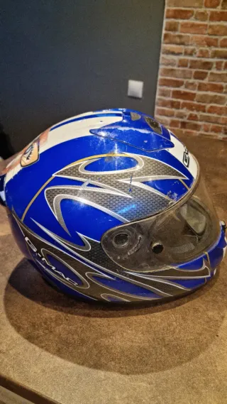 Casco de moto G-MAC azul y blanco