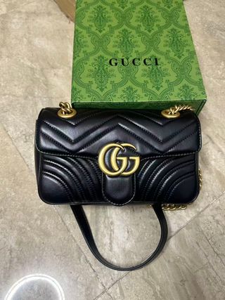 Borsa Gucci GG Marmont Catena Nero Dorato
