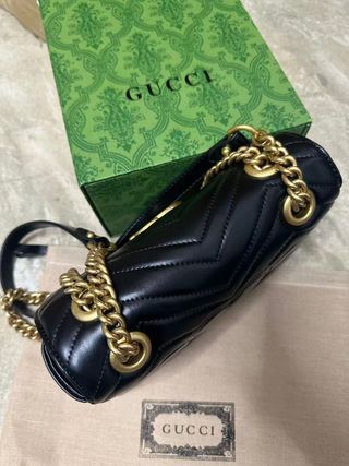 Borsa Gucci GG Marmont Catena Nero Dorato