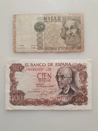 Lote 5 Billetes España-Italia, 1925-1982