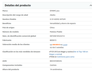 Colchón plegable 120 cm