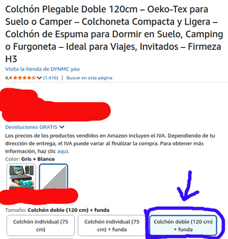 Colchón plegable 120 cm