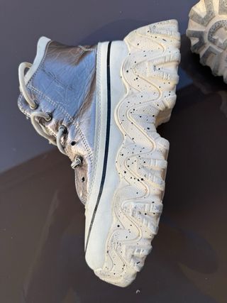 Tenis plataforma casuales CHICA plateados talla 38