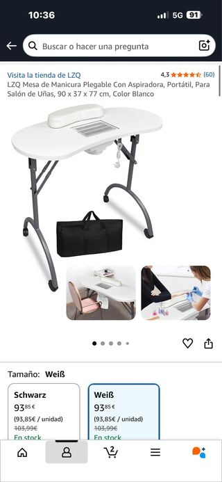 Mesa Manicura Plegable LZQ Blanca