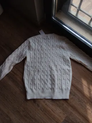 Maglione Ralph Lauren trecce cotone crema