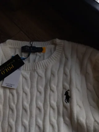 Maglione Ralph Lauren trecce cotone crema