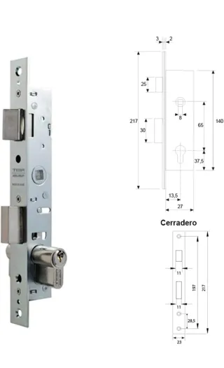 Cerradura Tesa 220015HZ con bombín (nueva)