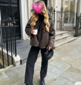 Abrigo borrego Zara marrón chocolate