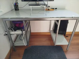 Mesa Escritorio Cristal y Metal ¡BAJADA DE PRECIO!