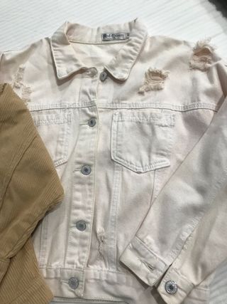 Lote 2 cazadoras vaquera y pana beige/rosa