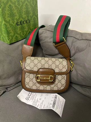 Borsa a spalla Gucci Horsebit 1955 Beige/Marrone