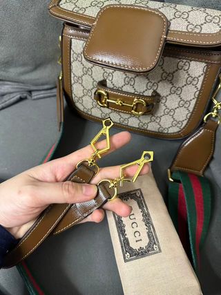 Borsa a spalla Gucci Horsebit 1955 Beige/Marrone