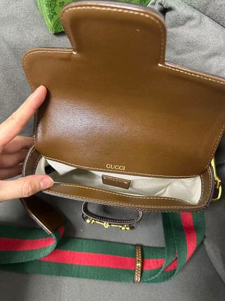 Borsa a spalla Gucci Horsebit 1955 Beige/Marrone