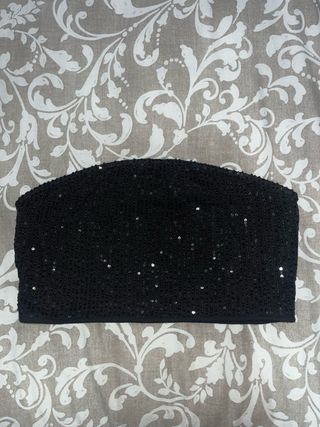 Top bandeau lentejuelas negro