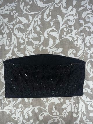 Top bandeau lentejuelas negro