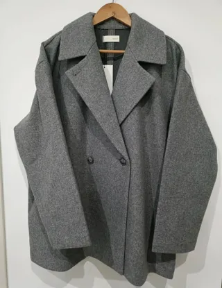 Abrigo Zara paño mujer Talla XL Gris
