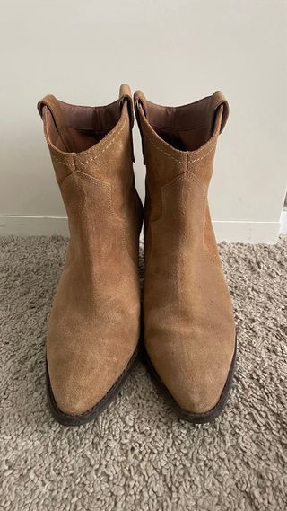 Botines ante cowboy tacón marrones