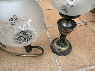 Lámparas vintage techo y mesitas