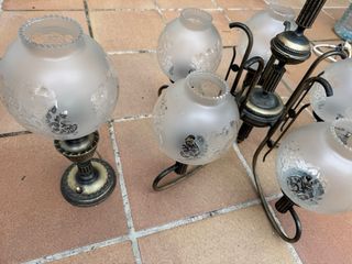 Lámparas vintage techo y mesitas