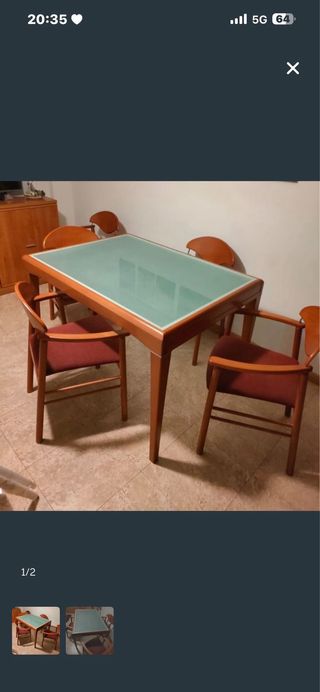 Mesa y 6 Sillas Madera y Cristal URGE HOY !!