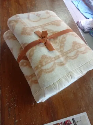 Coperta Lana AMBRA singola Beige/Bianco