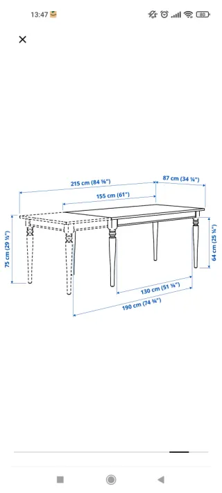 Mesa de comedor extensible blanca Ikea Rosentorp