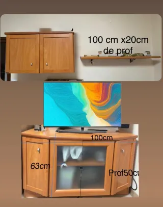 Oferton conjunto de Muebles de salón madera y cris