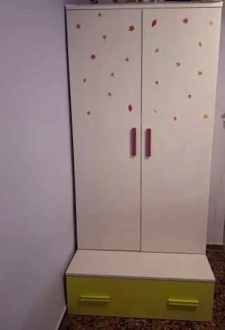 Armario juvenil blanco y verde